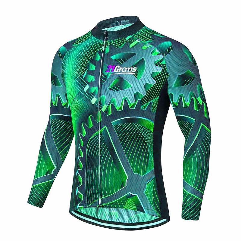 Men's Cycling Jersey Patterned Novelty Funny Long Sleeve Bike Jersey Top with 3 Rear Pockets Mountain Bike MTB Road Bike Cycling UV Resistant Quick Dry Breathability Back Pocket Sports Yellow Dark4