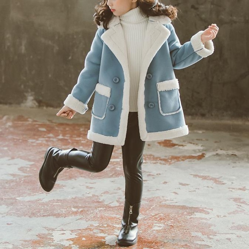 Girls' 3D Plain Coat Long Sleeve Fall Winter Cute Kids 3-13 Years School Daily3