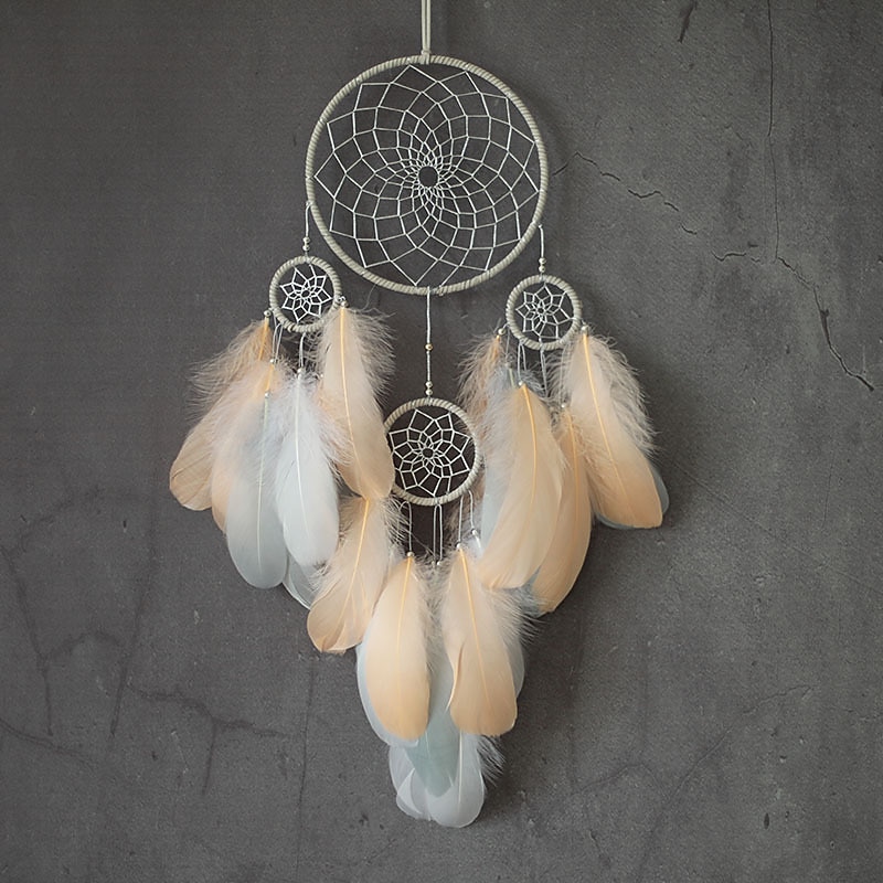Boho Dream Catcher Handmade Gift Wall Hanging Decor Art Ornament Crafts Circle Feather For Kids Bedroom Wedding Festival 16*50cm