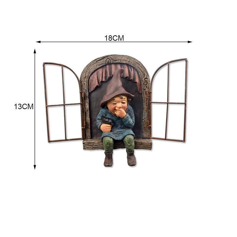 Garden Gnome Funny,Open Window Gnome, Garden Figures for Outdoors, Garden Gnomes Weatherproof, Meerkat Garden Figure, Resin Cartoon Ornaments, Tree Garden Decoration2