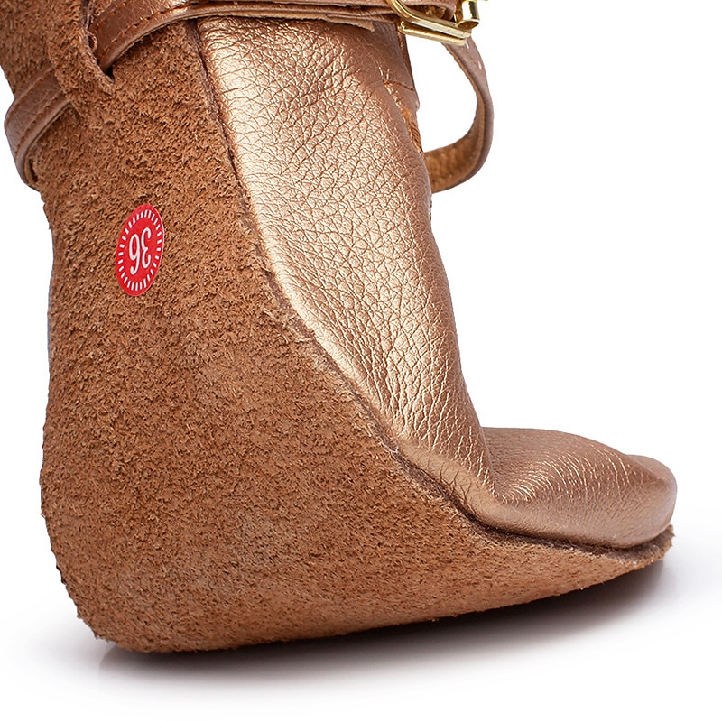 Women's Bronze Faux Leather Mary Jane Dance Shoes with Mid-Heel and Adjustable Buckle - Ideal for Ballroom and Latin Performances4