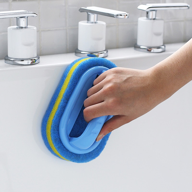 Bathroom Kitchen Cleaning Brush Toilet Glass Wall Bath Brush Handle Sponge Bottombathtub Ceramic Tools3