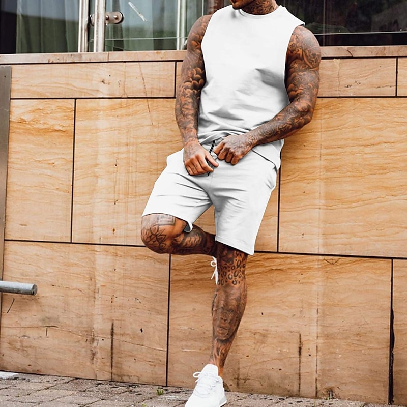 Men's T-shirt Suits Tracksuit Tennis Shirt Shorts and T Shirt Set Short Sleeve Sports Designer Casual 2 Piece Black White Army Green Top Tee for Men2