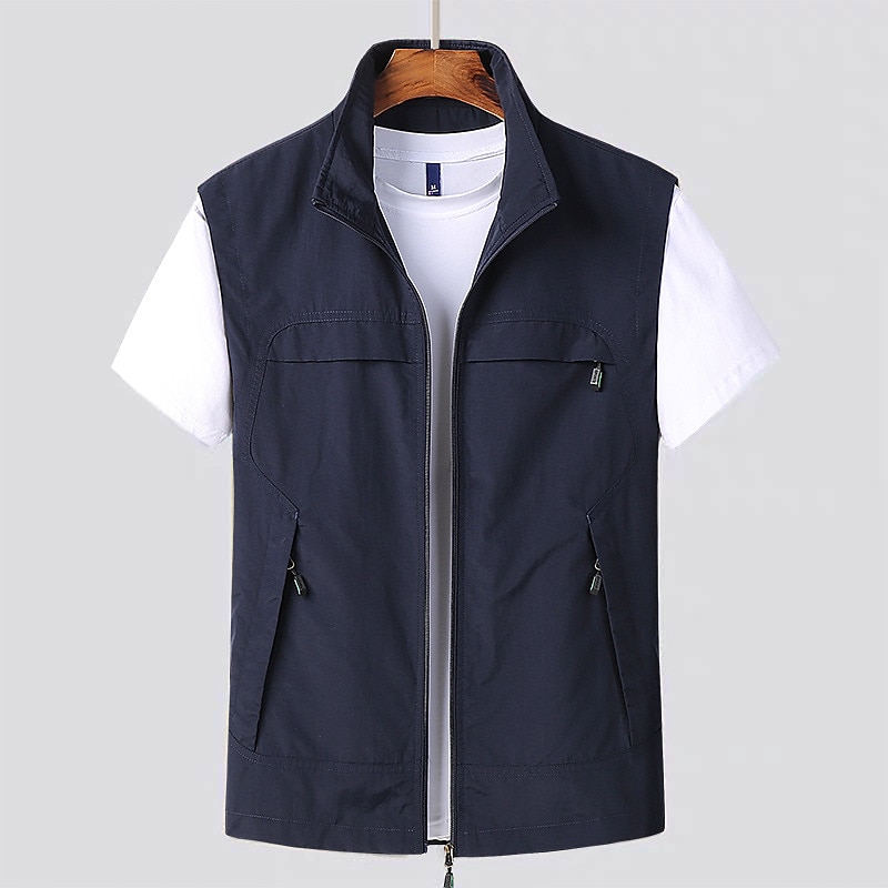 Men's Vest Gilet Fishing Vest Hiking Vest Sleeveless Vest Gilet Jacket Outdoor Street Daily Going out Streetwear Casual Spring Fall Pocket Polyester Nylon Breathable Plain Zipper Stand Collar Regular - Main Image