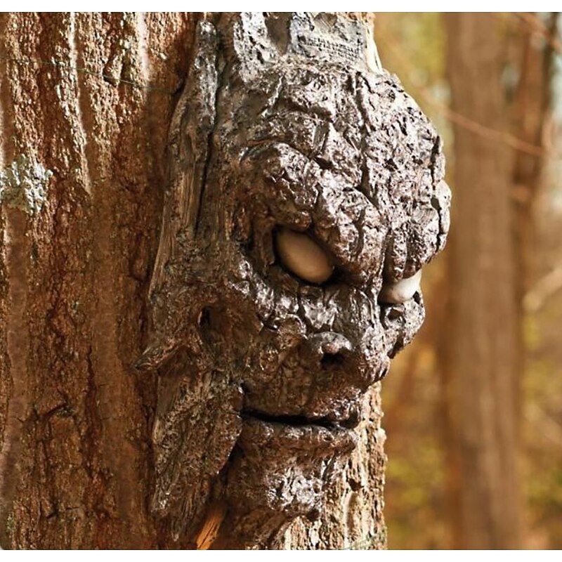 Halloween Stand Alone Bark Face Tree Monster Facial Makeup Facial Features Decorations Easter Creative Props3