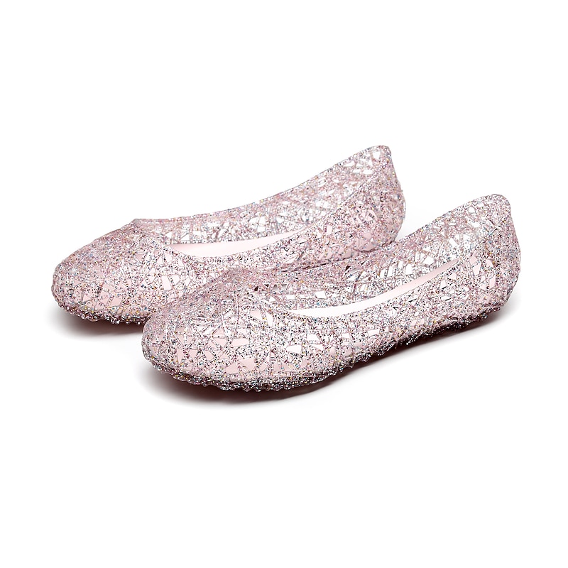 Women's Flats Ballerina Jellies Shoes Daily Solid Colored Summer Flat Heel Round Toe Casual PVC Loafer Silver Black Pink - Main Image