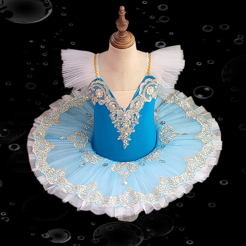 Kids' Dancewear Ballet Tutu Dress Dress Rhinestone Imitation Pearl Lace Girls' Training Performance Cap Sleeve High Mesh Spandex