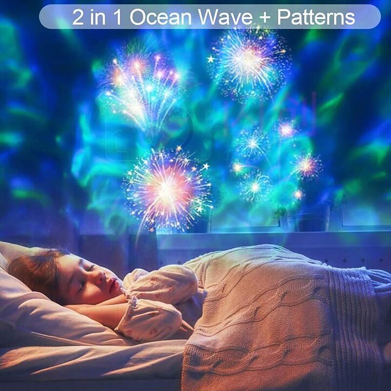 Christmas LED Projector Lights 2 in 1 Water Wave Projector Light with 16 Switchable Patterns Waterproof Landscape Light Show for Celebration Halloween Birthday and Party Decoration2