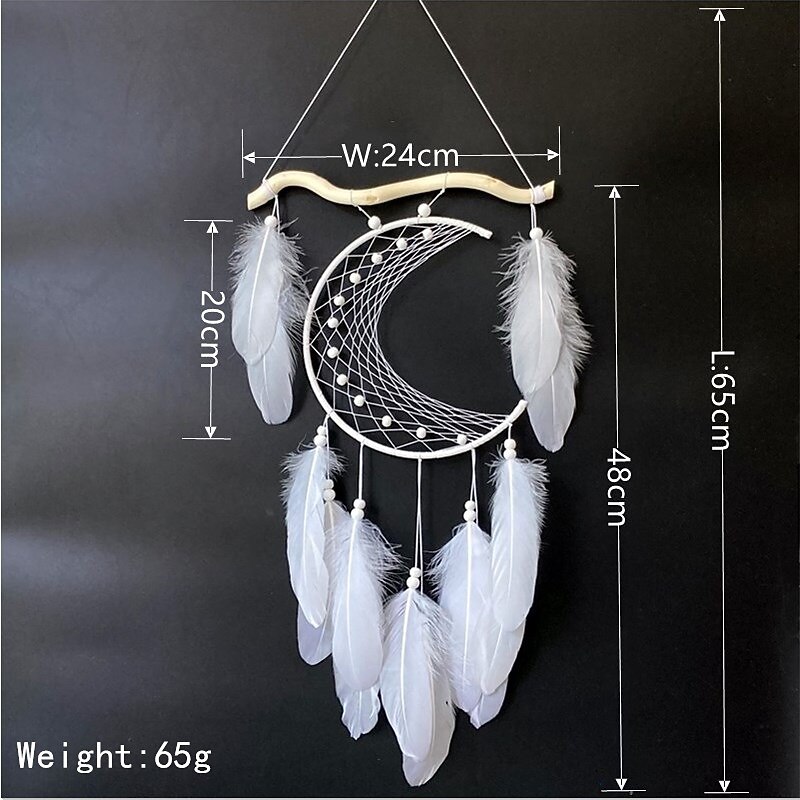 Boho Dream Catcher Handmade Gift Wall Hanging Decor Art Ornament Crafts Moon Feather For Kids Bedroom Wedding Festival 24*48cm2