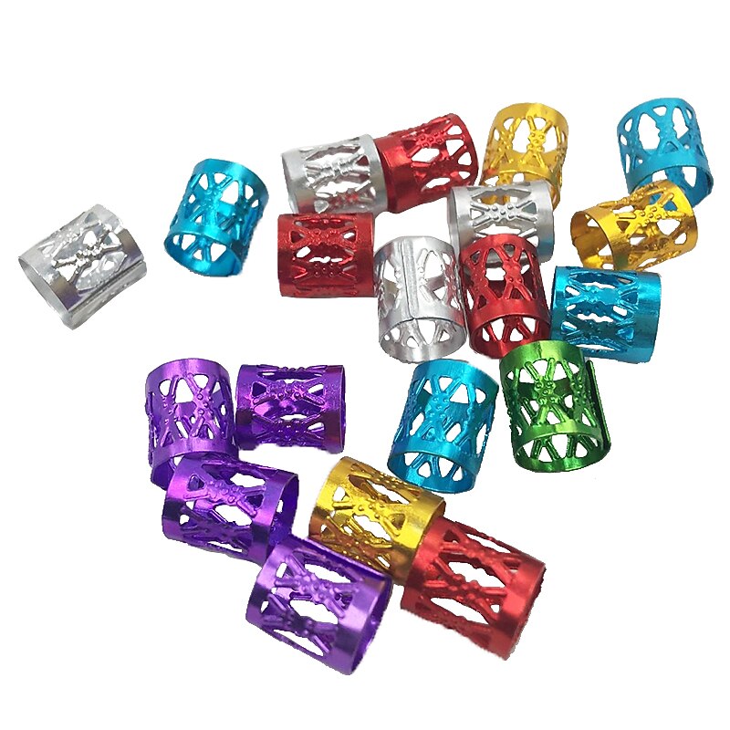 20Pcs Dreadlock Beads Adjustable Hair Braid Cuff Clip 8Mm Hole Golden Silver Mixed Color  Hair Jewelry  Hair Jewels for Braids3