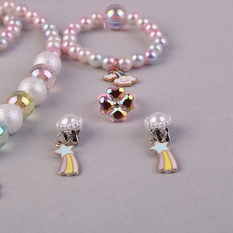 Princess Unicorn Necklace Rainbow Earings Gauntlets Jewelry Set Holiday Girls' Movie Cosplay Outfit Costume Party Christmas Halloween Children's Day World Book Day Costumes2