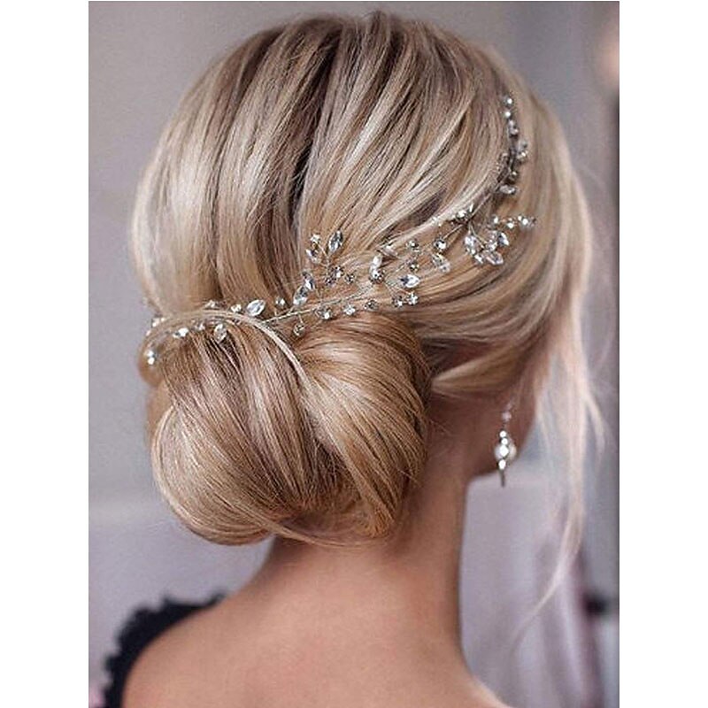 Bride Rhinestone Hair Vine Bridal Silver Hair Piece Crystal Headband Hair Accessories for Women and Girls