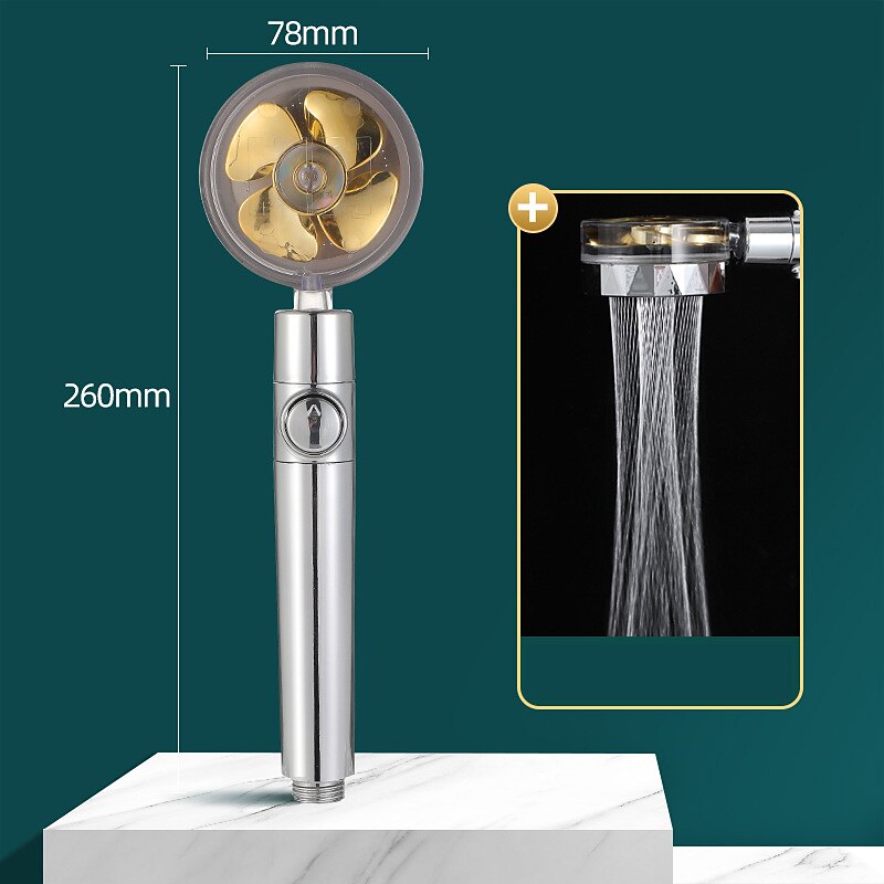 Shower Head Water Saving Flow 360 Degrees Rotating With Small Fan ABS Rain High-Pressure Spray Nozzle Bathroom Accessories3