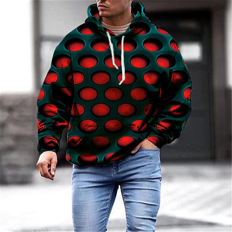 Men's Geometric 3D Hoodie Hoodies Sweatshirt Designer Basic Long Sleeve Hooded Red Blue Fall Designer2