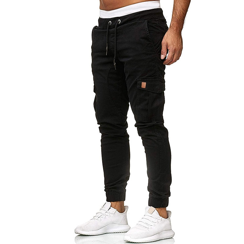 mens cargo jogger pants athletic casual pants fashion slim fit sweatpants pencil trousers khaki3