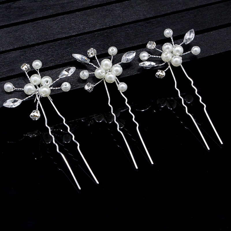 Flowers Headdress Headpiece Alloy Wedding Special Occasion Cute Romantic With Imitation Pearl Crystals / Rhinestones Headpiece Headwear2