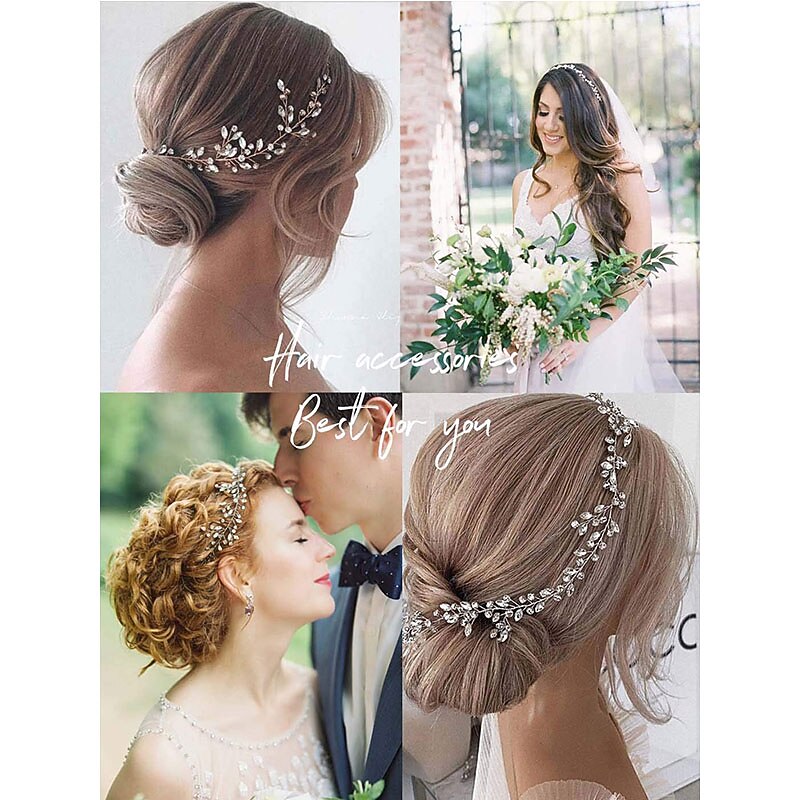 Bride Rhinestone Hair Vine Bridal Silver Hair Piece Crystal Headband Hair Accessories for Women and Girls3