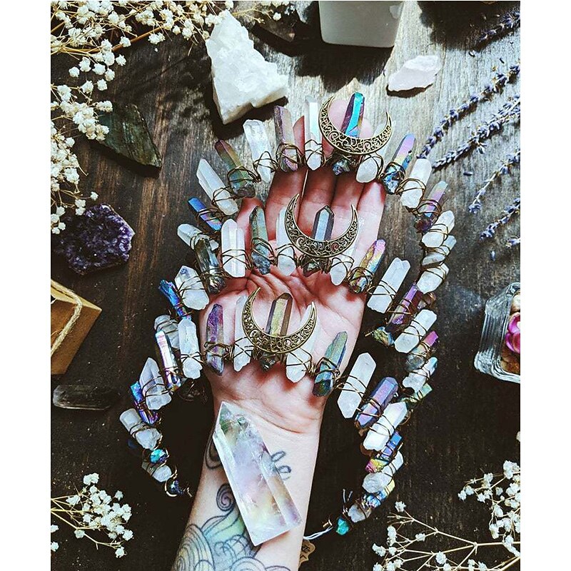 1 Piece Electroplating Multicolored Green Moon Wicca Wizard Crown Headband Dark Blue Black Headband Water4