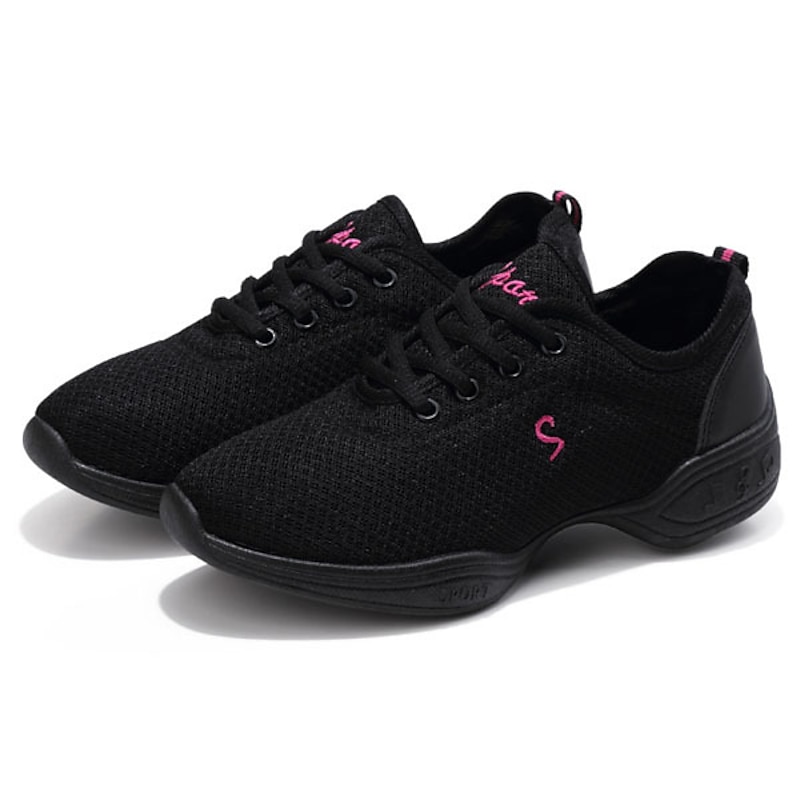 Women's Black Mesh Dance Sneakers with Lace-Up Design | Breathable Lightweight Jazz Shoes for Fitness, Dance Classes, and Zumba3