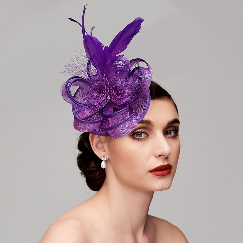 Fascinators Hats Headpiece Feathers Net Saucer Hat Wedding Horse Race Ladies Day Melbourne Cup Cocktail With Feather Cap Headpiece Headwear dress to impress Race Day Dress4