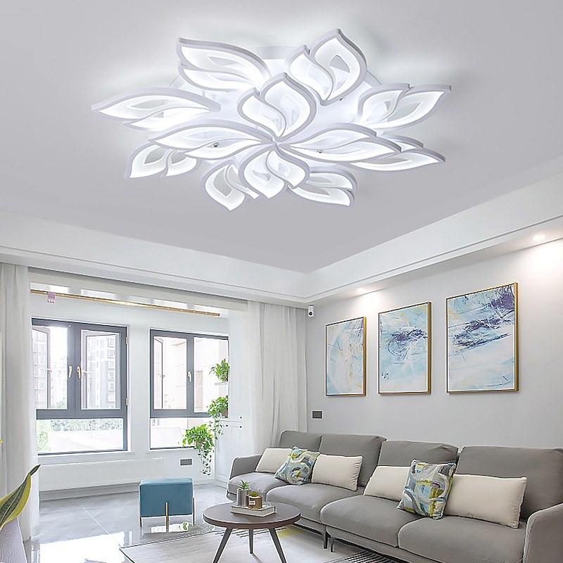 Modern Acrylic Ceiling Lamp 27.3 inch 65W LED Maple Leaf Flower Design Adjustable Light Branch Chandelier Embedded Installation Chandelier Lamp Suitable for Living Room Bedroom and Restaurant2