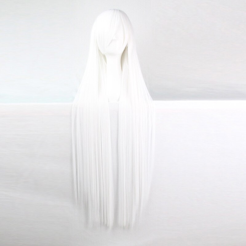 White Wigs for Women Cosplay Wig Synthetic Wig Straight with Bangs Wig Very Long Side Part White Halloween Wigs4