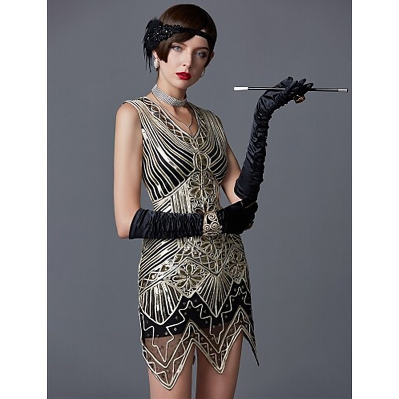 The Great Gatsby Charleston Roaring 20s 1920s  Sequin Flapper Dress Cocktail Dress Mini Dress Sleeveless Women's Vintage Cosplay Costume Party Homecoming Prom2