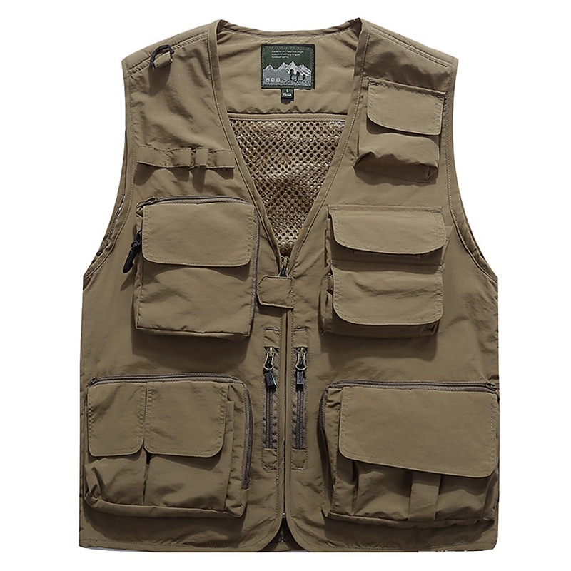 Men's Fishing Vest Hiking Vest Sleeveless Vest / Gilet Top Outdoor Breathable Quick Dry Lightweight Sweat wicking Summer Navy orange Black Fishing Climbing Camping / Hiking / Caving4