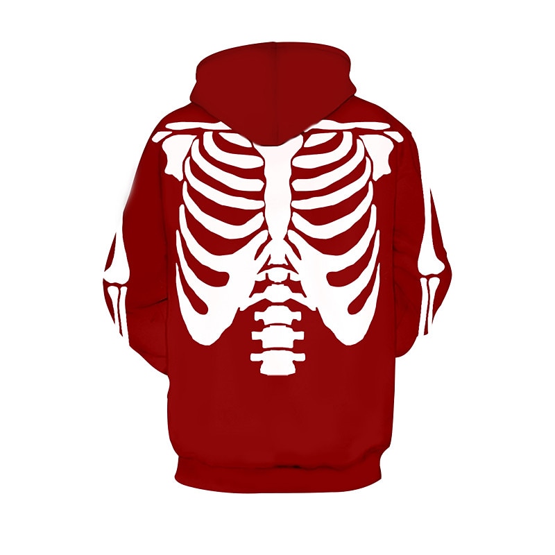 Men's Graphic Prints Skeleton Hoodie Hoodies Sweatshirt Designer Casual Long Sleeve Hooded Daily Sports Red Print Spring &  Fall Designer2