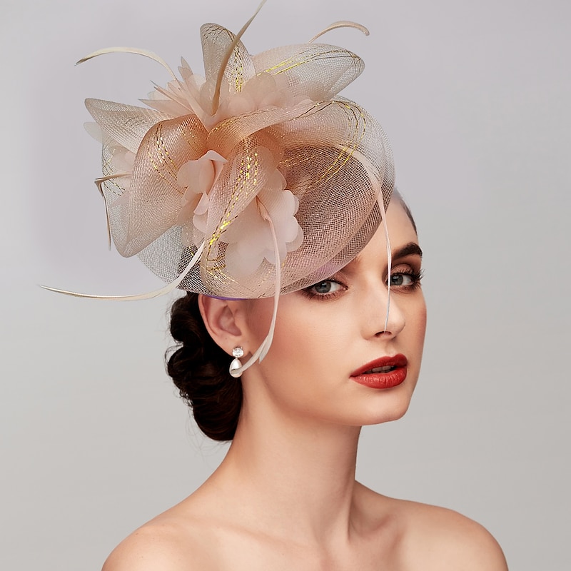 Feathers / Net Fascinators Kentucky Derby Hat/ Headpiece with Feather / Cap / Flower 1 PC Wedding / Valentine's Day / Valentine Headpiece4