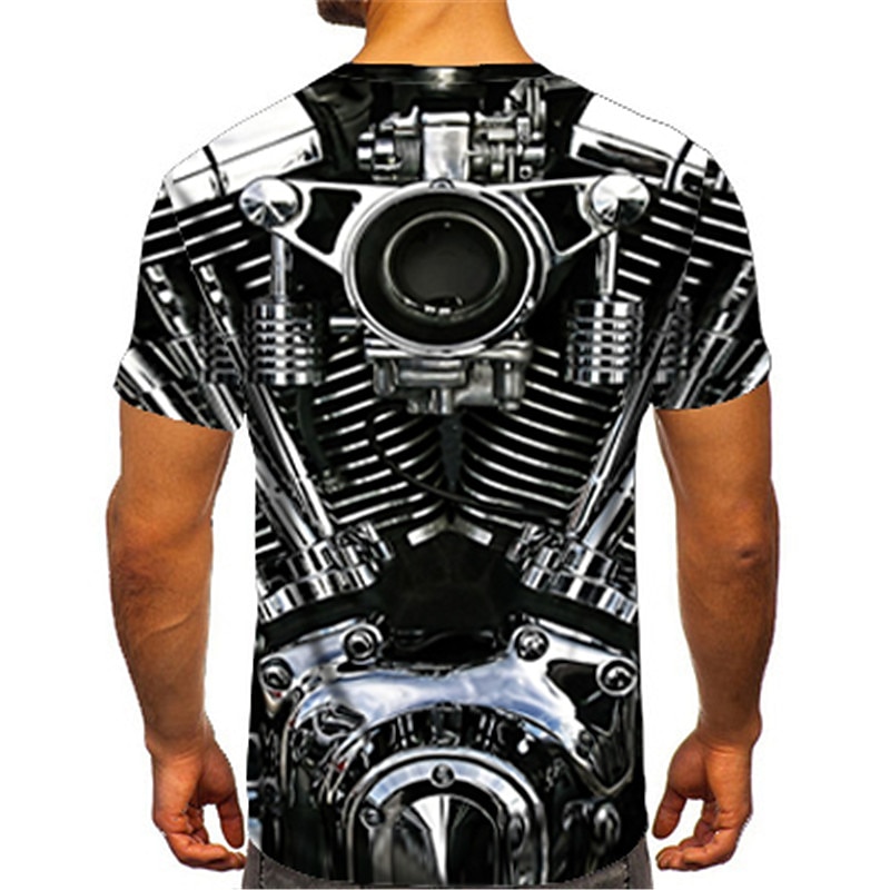 Men's Machine Motorcycle T Shirt Short Sleeve T shirt 3D Print Round Neck Shirt Sports Fashion Designer Outdoor Vacation Street Black Red Blue Summer Clothing Apparel S M L XL XXL XXXL 4XL2