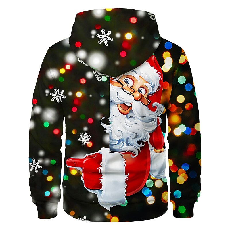Christmas Men's Santa Claus 3D Hoodies Unisex Pullover Custom Print Black White Yellow Red Hooded Santa Claus Graphic Prints Print Daily Sports 3D Print Designer Casual Big and Tall Spring &  Fall2