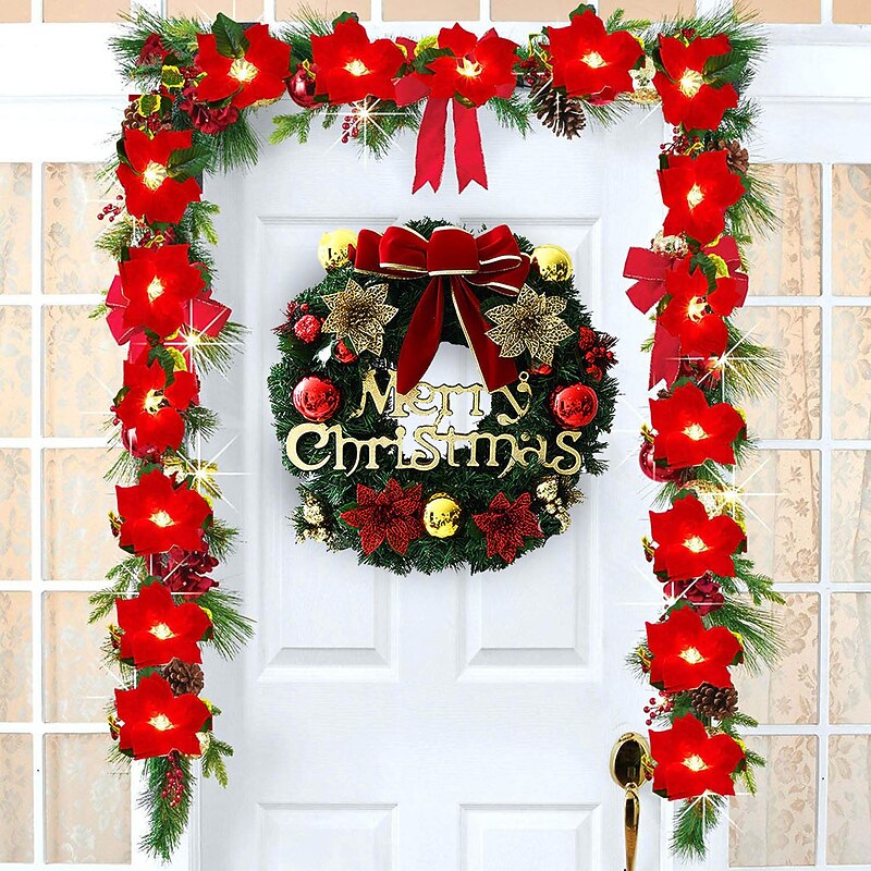Christmas Wreath Outdoor for Front Door Winter Wreath Window Wall Decoration With Bow Christmas Decoration Door Hanging Rattan Ornament Garland Xmas Decorations for Home4