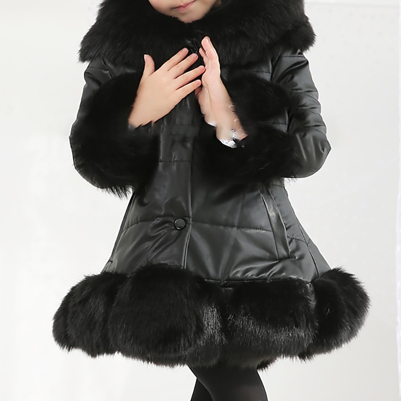 Girls' 3D Kids Winter Jacket Plain Coat Down Coat Puffer Jacket Long Sleeve Fall Winter Active Basic Kids 2-12 Years Vacation Street Regular Fit3