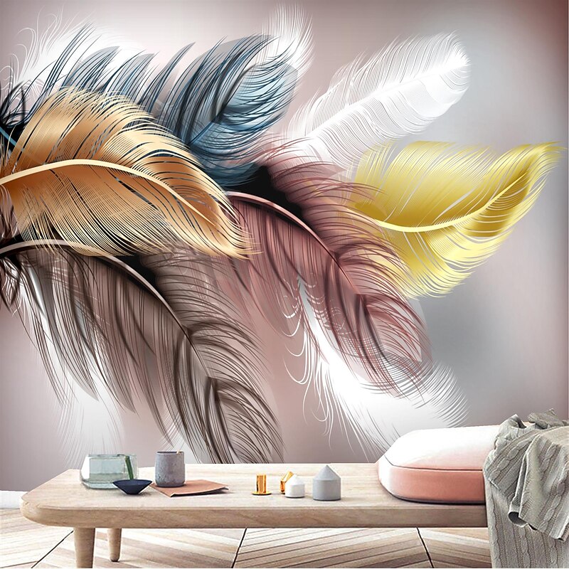 Mural Wallpaper Wall Sticker Custom Self-adhesive Feather PVC / Vinyl Suitable For Living Room Bedroom Restaurant Hotel Wall Decoration Art  Home Decor3
