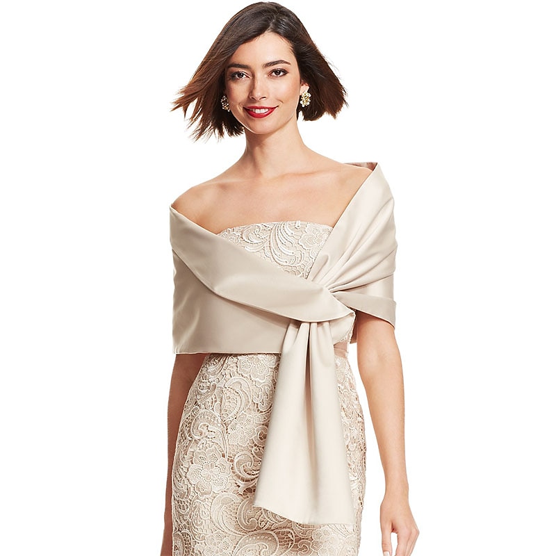 Shawls Women's Wrap Bolero Shrug Vintage Classy Elegant Sleeveless Satin Wedding Guest Wraps With Pure Color For Formal Spring &  Fall dress to impress4
