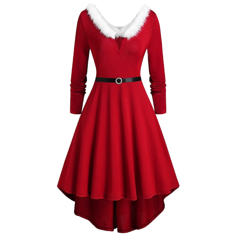 Santa Suit Dress Christmas Dress Adults' Women's Christmas Dailywear Christmas Christmas Easy Carnival Costume3