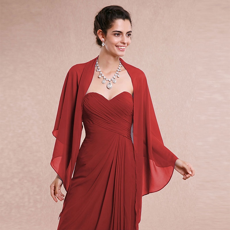 Sleeveless Shawls Chiffon Wedding / Party Evening / Casual Shawl & Wrap / Wedding Guest Wraps / Women's Wrap With Draping / Solid3