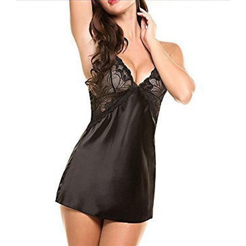 Women's Valentine Night Dress Sexy Lingerie Lace Babydoll Slips Nightwear Home Solid Colored Soft Sweet Light Blue Pink Strap Winter Home Outfits Date Night Outfit3