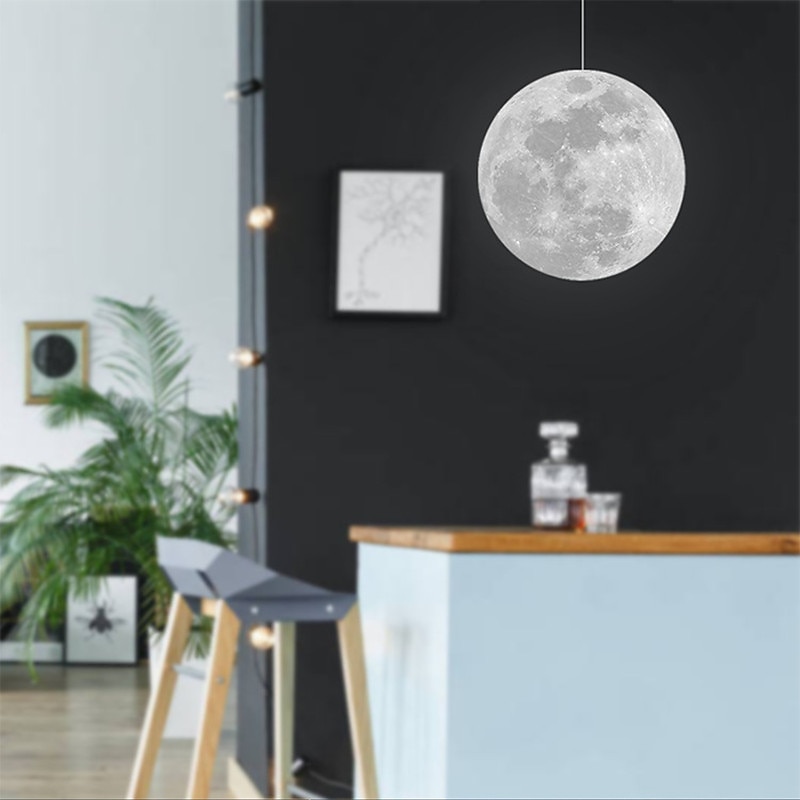 3D Printing Moon Chandelier Modern Simple Nordic Creative Moon Lamp Restaurant Living Room Bedroom Moon Chandelier4