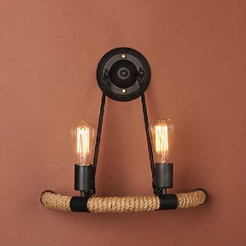 Cute Vintage Indoor Bedroom Office Hemp Rope Wall Light LED IP24 110-240 V3