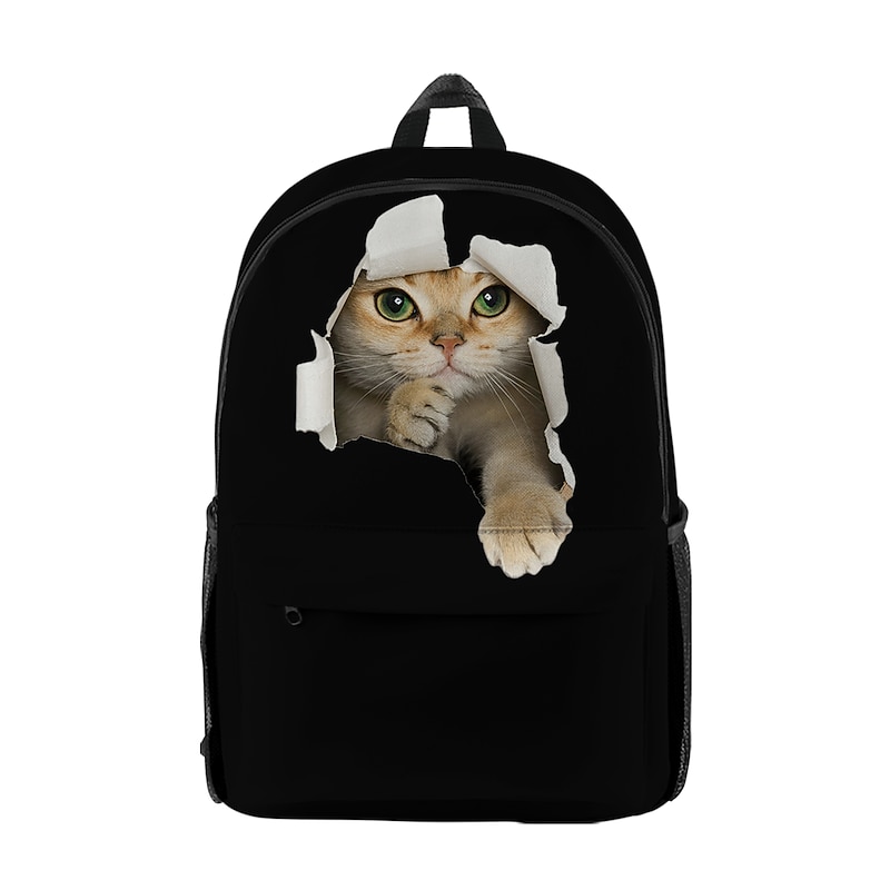 Galaxy Cat Backpack for Kids and Teens – Cute 3D Peekaboo Animal Print School Bag with Starry Sky Design for Boys and Girls3