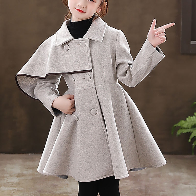 Girls' 3D Plain Coat Long Sleeve Fall Winter Active Cute Streetwear Kids 3-12 Years Vacation Street Regular Fit2