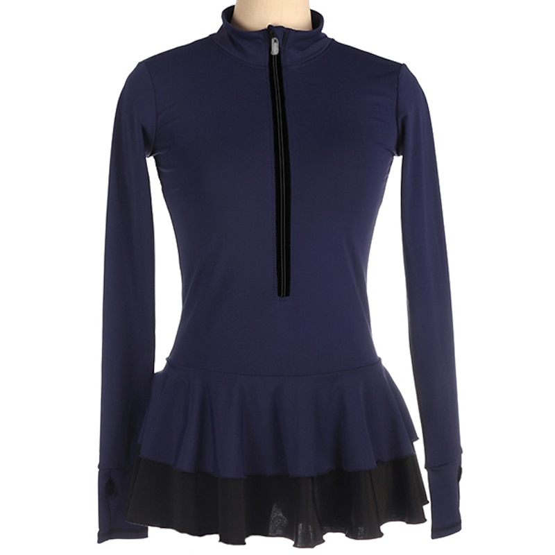 Figure Skating Top Women's Girls' Ice Skating Dress Outfits Black White Pink Thumbhole Spandex High Elasticity Training Practice Skating Wear Handmade Classic Long Sleeve Ice Skating Figure Skating2