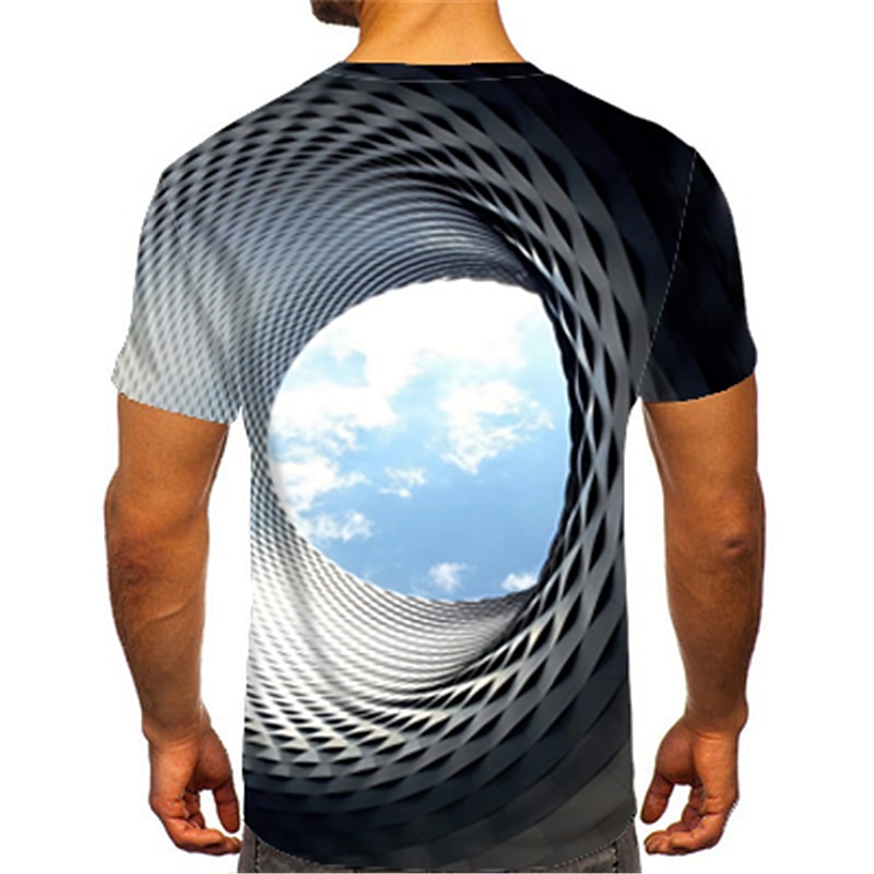 Men's Optical Illusion Clouds T Shirt Short Sleeve T shirt 3D Print Round Neck Shirt Sports Fashion Designer Outdoor Vacation Street Black Yellow Blue Summer Clothing Apparel S M L XL XXL XXXL 4XL2
