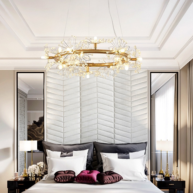 40/60 cm Circle Design Pendant Light Metal Modern Style Stylish Floral Style Electroplated Painted Finishes LED Nordic Style 220-240V4