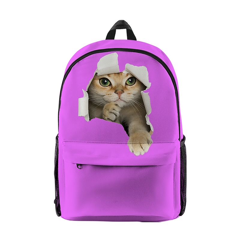 Galaxy Cat Backpack for Kids and Teens – Cute 3D Peekaboo Animal Print School Bag with Starry Sky Design for Boys and Girls4