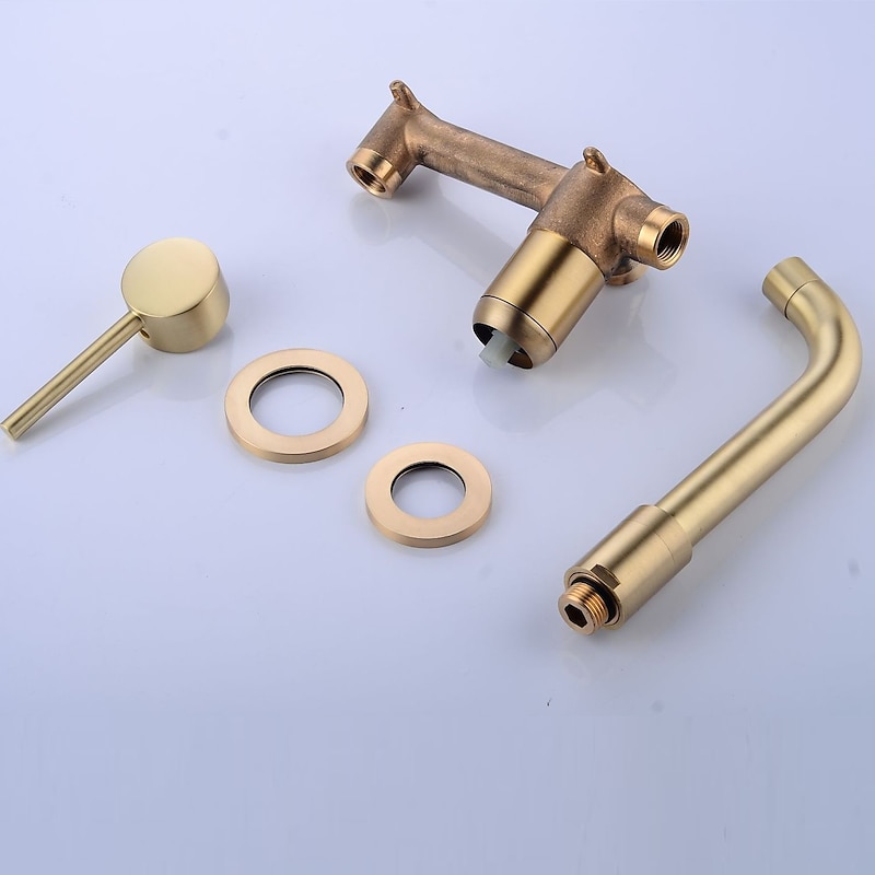 Modern Utility Sink Laundry Chrome Gold Black Faucet with Rotatable Spout, Wall Mount One Handle One Hole Wash Basin Tap with Hot and Cold Water Switch, Laundry Tub Pot Filler Commercial Faucet3