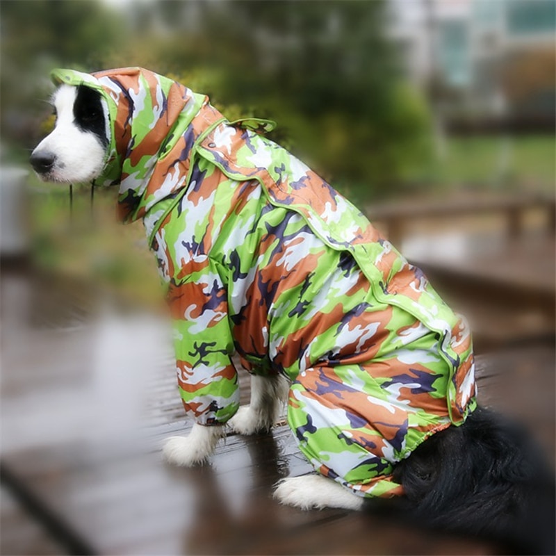 Dog Raincoat All-inclusive Open Belly Medium And Large Dog Teddy Bichon Golden Retriever Satsuma Pet Siamese Four-legged Clothes2
