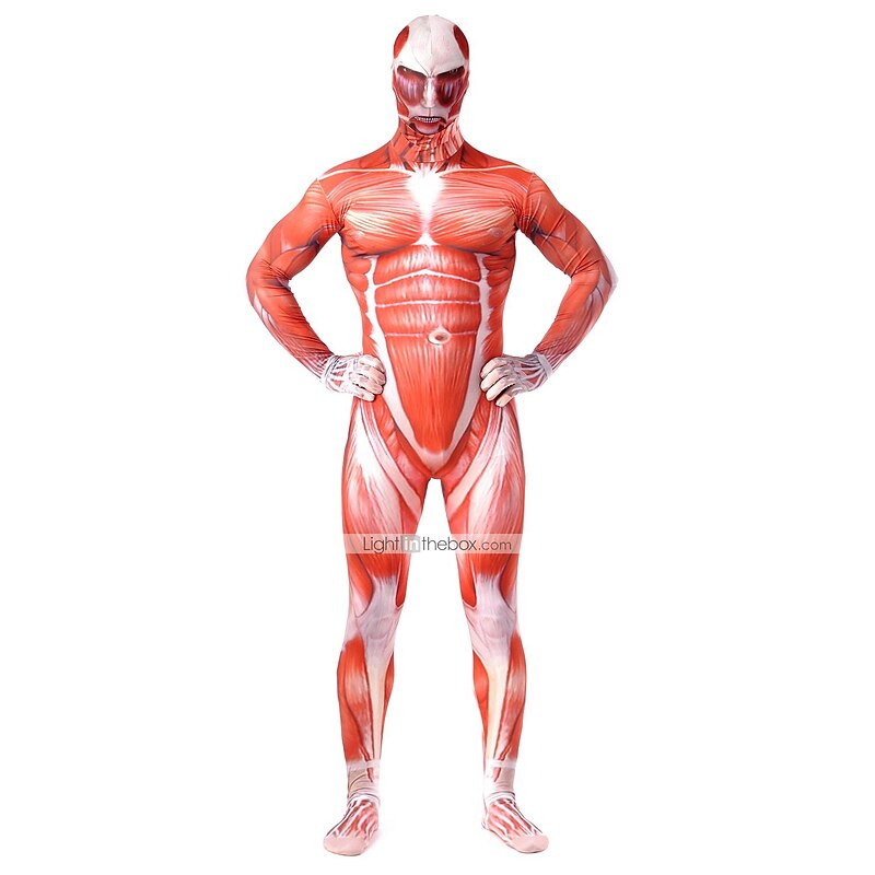 Eren Yeager Cosplay Costume Skin Suit Bodysuits Men's  Muscle Suits Scary Costume Onesie Zentai Catsuit Carnival Halloween3